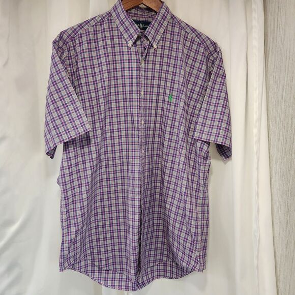 Ralph Lauren Other - Ralph Lauren Shirt Men Large Purple Green Plaid Short Sleeve Button Down Classic